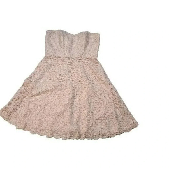 David's Bridal Pink Dress Strapless Short Lace  Womens Size 10 - Picture 5 of 13